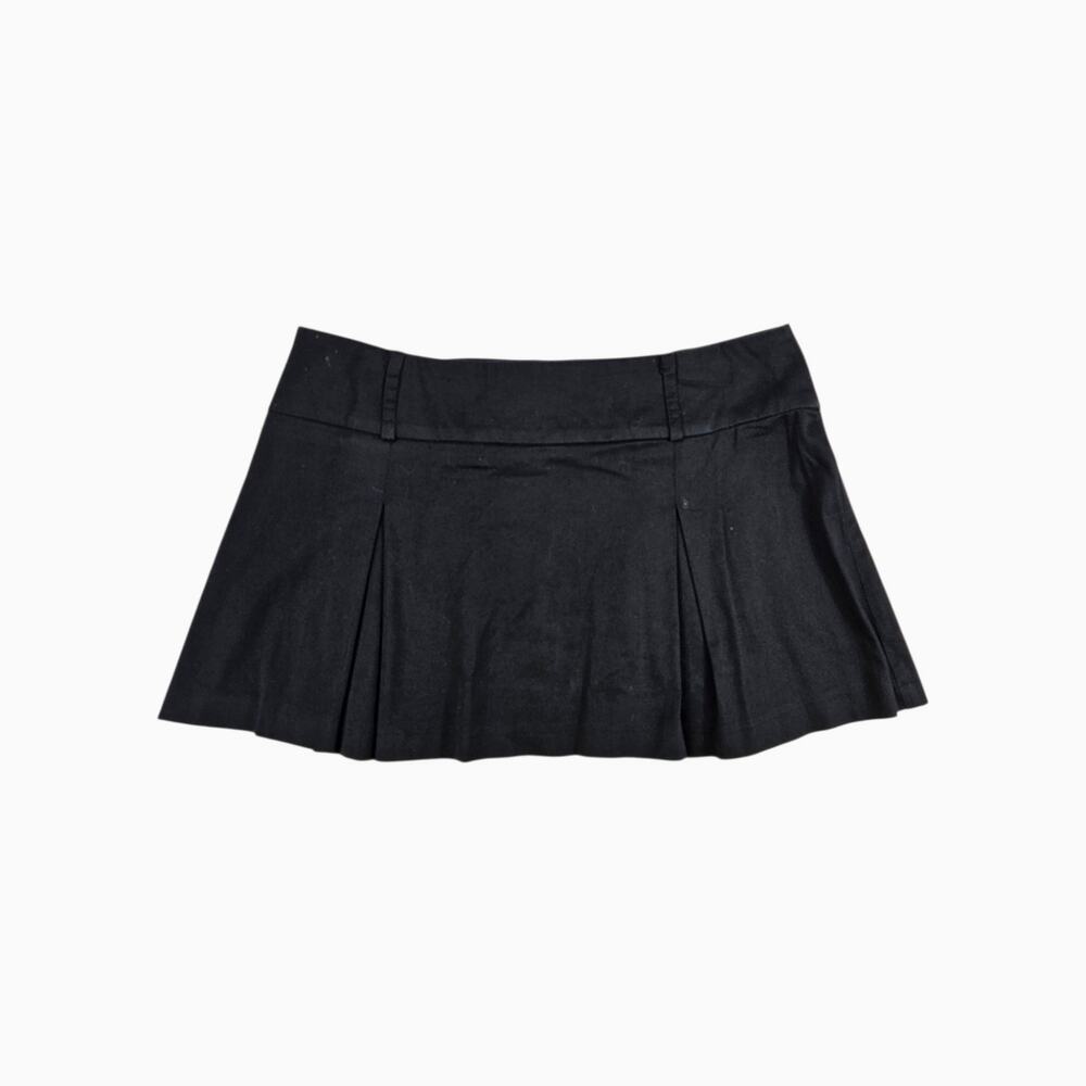 Y2k Euro Micro Mini Skirt Black Pleated Rinascimento - Medium